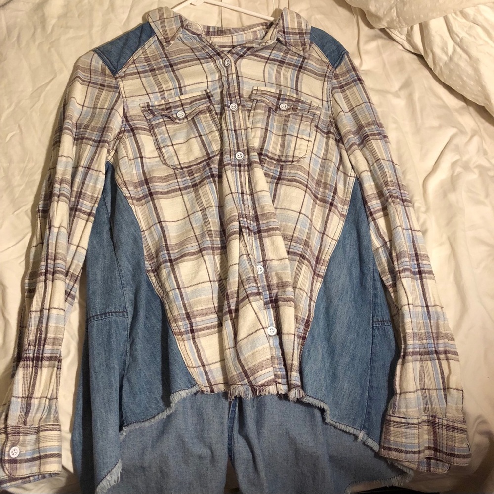 Free People Flannel Denim